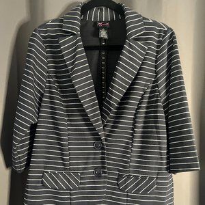 Torrid Navy and Silver Metallic Striped Blazer Size 1
